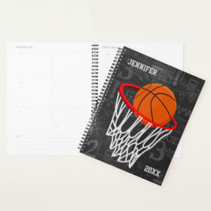 Agenda Baloncesto de Chalkboard y Hoop personalizados