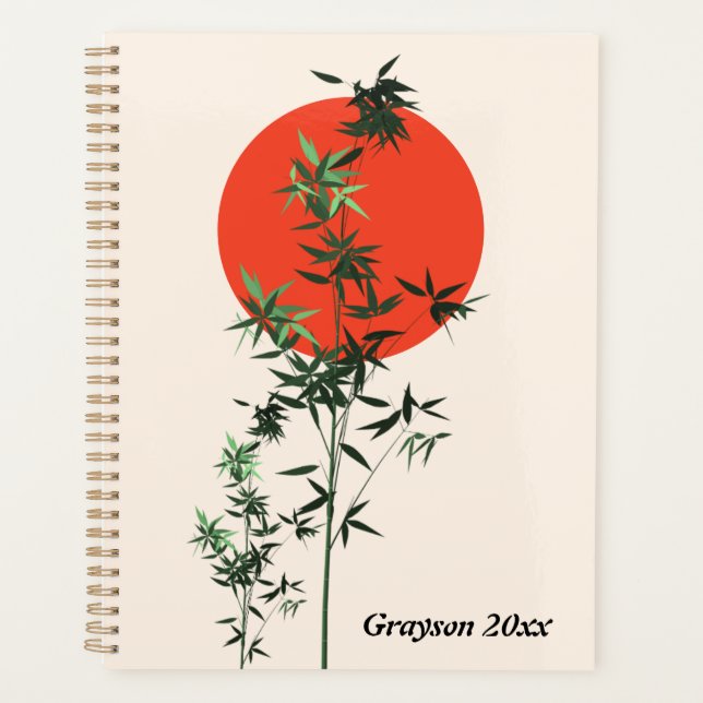Agenda Bambú y Sol Rojo en segundo plano (Anverso)