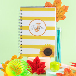 Agenda Banda de oro y girasol monogramado personalizado