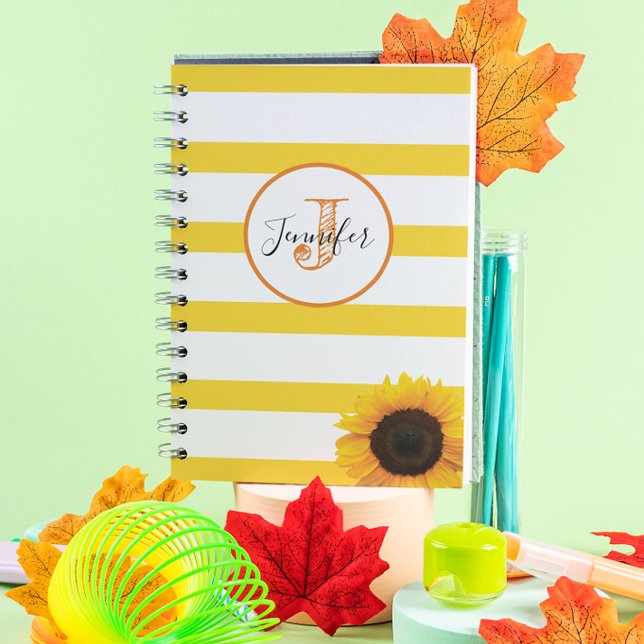 Agenda Banda de oro y girasol monogramado personalizado (Subido por el creador)