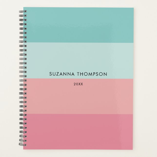Agenda Banda horizontal moderna Pastel rosa y azul (Anverso)