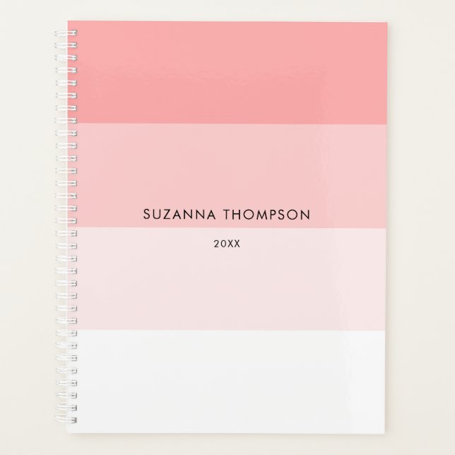 Agenda Banda horizontal moderna Pastel Rubor Rosa (Anverso)