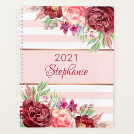 Agenda Banda rosa Rubor floral moderna personalizada