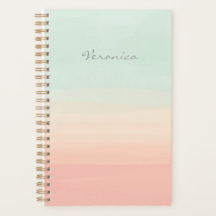 Agenda Bandas de color de agua Pastel Seafoam and Peach N