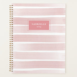 Agenda Bandas de color de agua rosa Coral personalizado