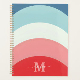Agenda Bandas de la curva del arcoiris rosa azul Monogram