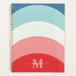 Agenda Bandas de la curva del arcoiris rosa azul Monogram