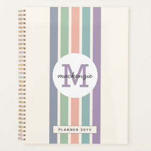 Agenda Bandas Pastel Coloridas Monogramadas Personalizada