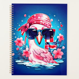 Agenda Bandera Americana con Flamingo Cartoon-69681