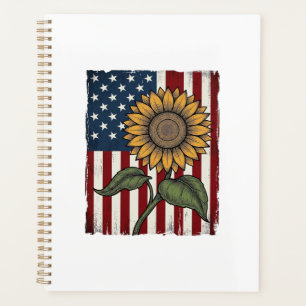 Agenda Bandera Americana de Girasol Vintage