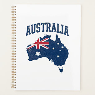 Agenda Bandera de Australia Mapa Gráfico Antiguo Deterior