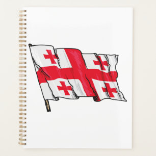 Agenda Bandera de Georgia ondeando roja y blanca con cinc