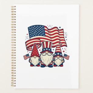 Agenda Bandera de Gnomo Patriótico Diseño de Grabado Vint