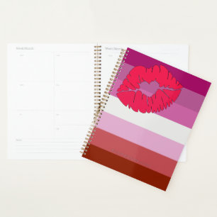 Agenda bandera de orgullo lesbiana de labios rojos Slippe