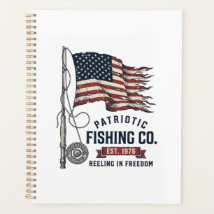 Agenda Bandera de pesca patriótica vintage diseño vectori