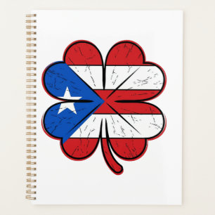 Agenda Bandera de trébol de Puerto Rico Grabado vintage V