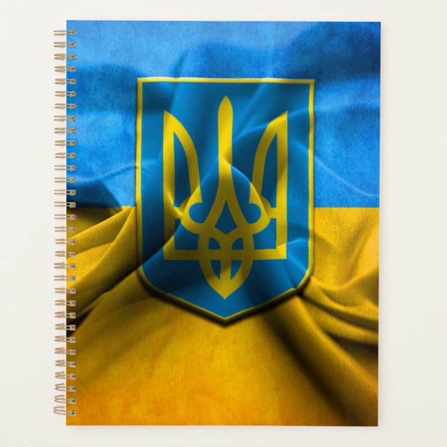 Agenda Bandera de Ucrania Tryzub Trident Blue Gold 2 Plan (Anverso)