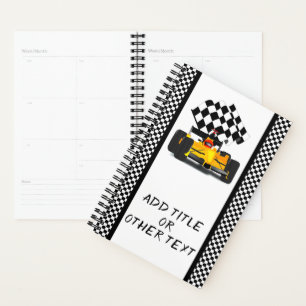 Agenda Bandera del coche de carrera amarilla