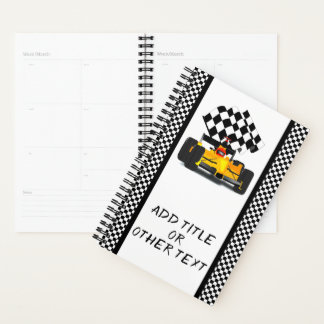 Agenda Bandera del coche de carrera amarilla
