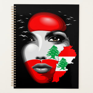 Agenda Bandera del Líbano y mapa de la cara de los chicas