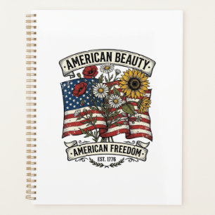 Agenda Bandera Floral de Belleza Americana Patriótica