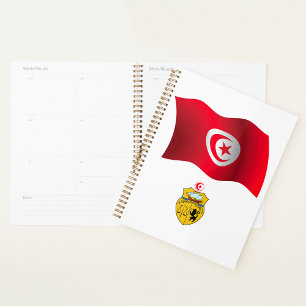 Agenda Bandera tunecina y escudo de armas patriótico tune