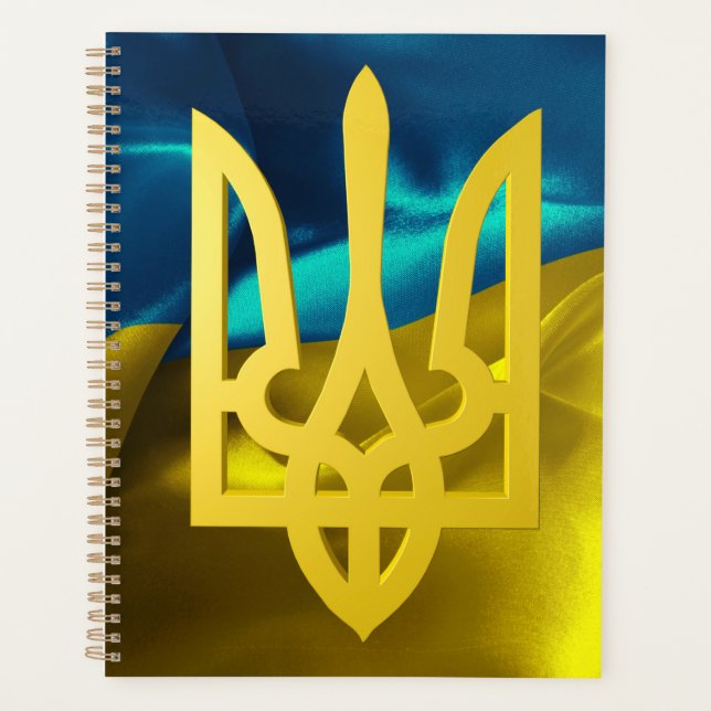 Agenda Bandera ucraniana Tryzub Trident Blue Gold (Anverso)