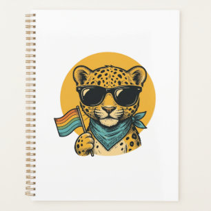 Agenda Bandera vintage del orgullo del leopardo arcoíris 