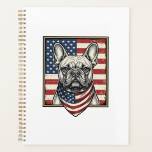 Agenda Bandera vintage patriótica de Bulldog Francés