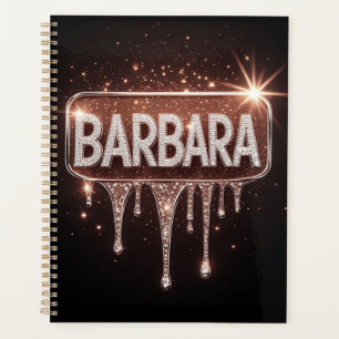 Agenda Barbara Nombre Rosa Oro Diamante Goteo Brillante