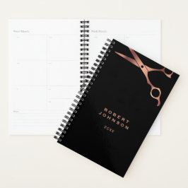 Agenda Barber Shop Hairdresser Black Copper Scisors