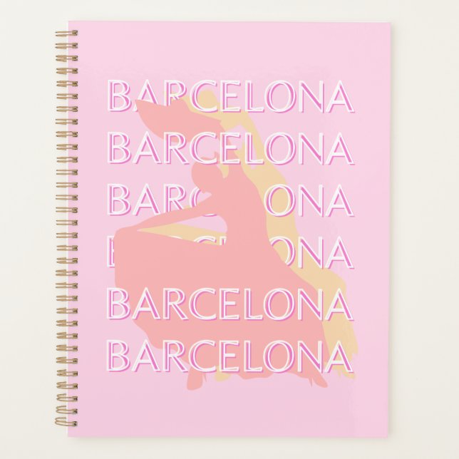 Agenda Barcelona Travel Art, España Art, Pink, Pastel (Anverso)