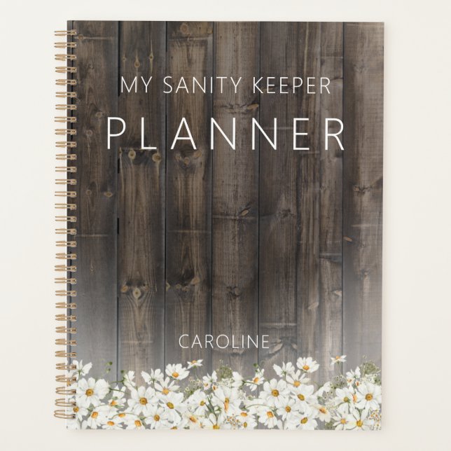 Agenda Barnwood y Daisies Rustic (Anverso)