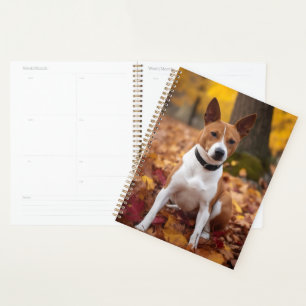 Agenda Basenji en otoño se inspira la caída de las hojas