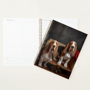 Agenda Basset Hound Nevado Trineo Navidad Decoración