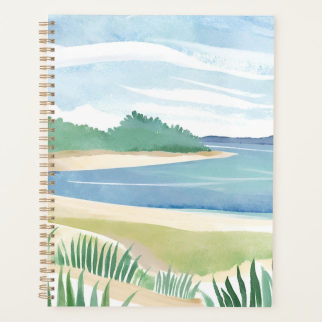 Agenda Beach Grass Bay | Watercolor Ocean Coastal Sea (Anverso)