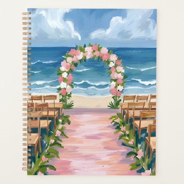 Agenda Beach Wedding Aisle Floral Watercolor (Anverso)