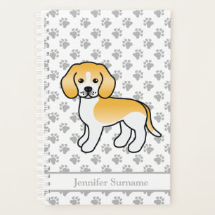Agenda Beagle Blanco Y Limón Perro De Dibujos Animados Li