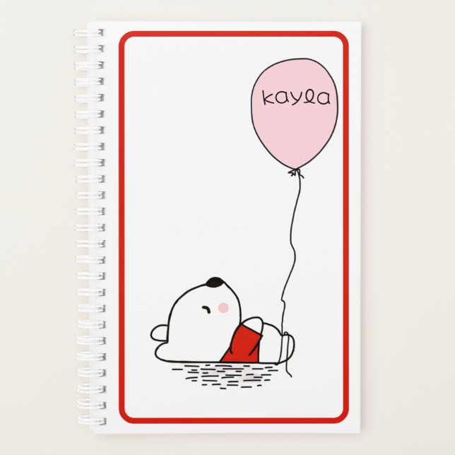 Agenda Bear con globo Cute Moderno Nombre Planner (Anverso)