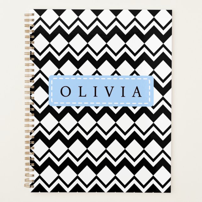 Agenda Beautiful Black & White Patterns Custom Name  (Anverso)