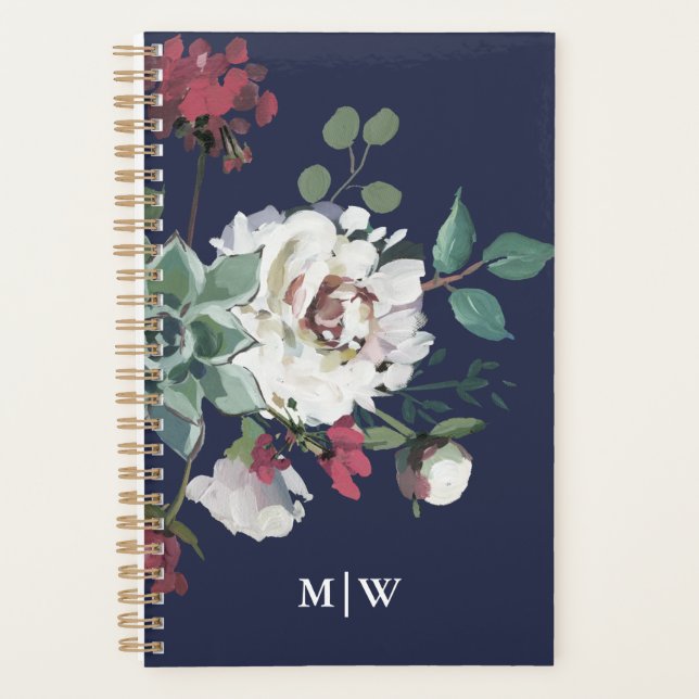 Agenda Beautiful Muted Floral Bouquet with Monogram (Anverso)