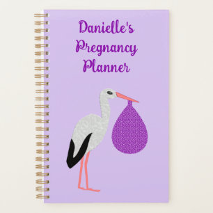 Agenda Bebé Cigueña Personalizado de género neutro Morado