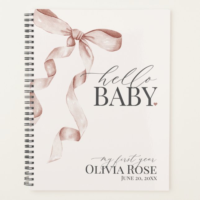 Agenda Beige Coquette Bow Chica Baby Regalo Mi Primer Año (Anverso)