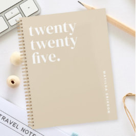 Agenda Beige de nombre simple de corte