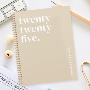 Agenda Beige de nombre simple de corte