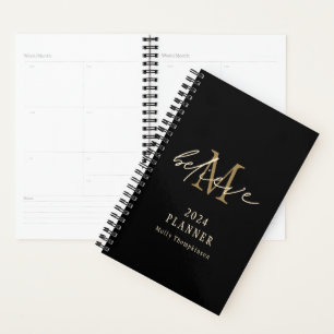 Agenda Believe Script 2024 Monograma Nombre inicial Negro