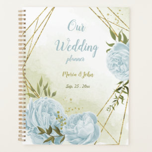 Agenda bellas flores azules verde boda botánico