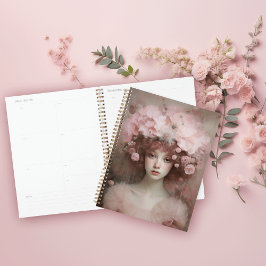 Agenda Belleza Auburn - Retrato y flores de una mujer