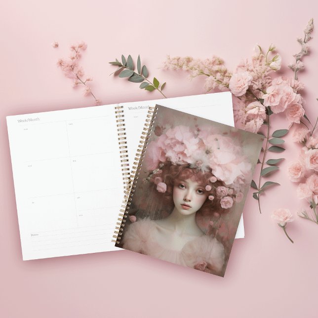 Agenda Belleza Auburn - Retrato y flores de una mujer (Auburn Beauty - A Woman's Portrait and Flowers)