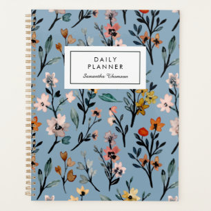 Agenda Belleza Bohemia Azul suave acuarela Floral